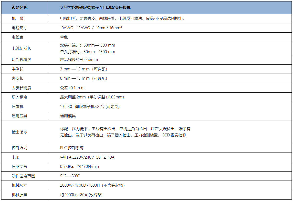 全自動端子機技術(shù)參數(shù)